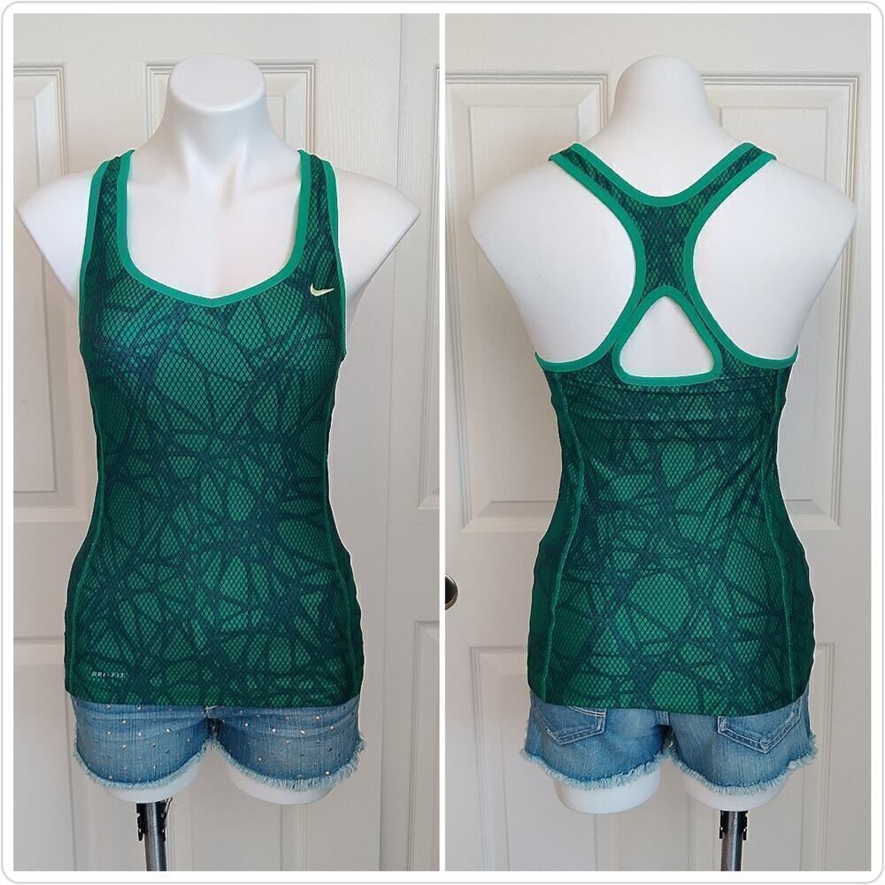 Nike Green Patterned Racerback Tank Top